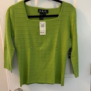 Women's Lime Green Scoop Neck Ribbed Top